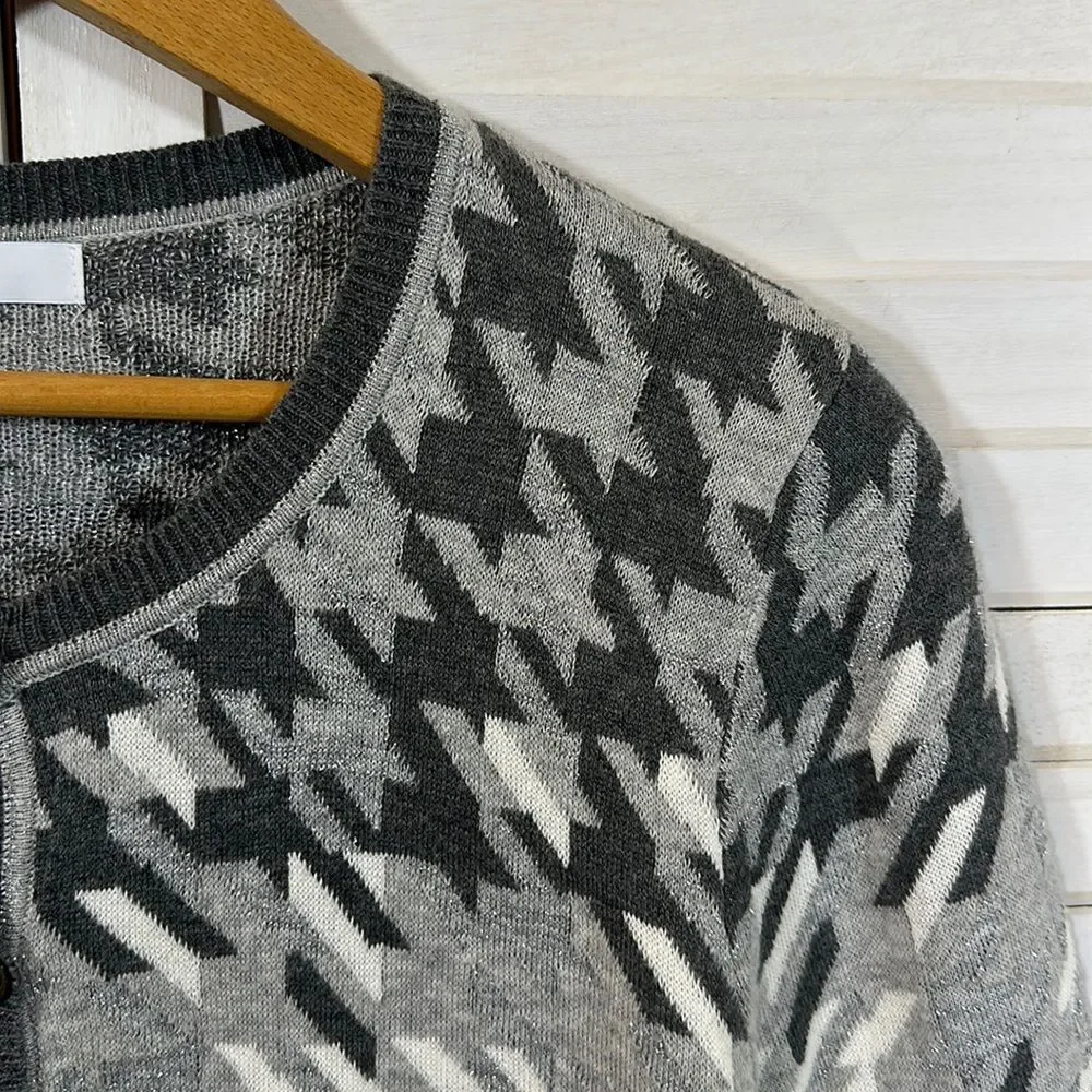Fox Croft Houndstooth Cardigan Small Knit  Sweater NWOT